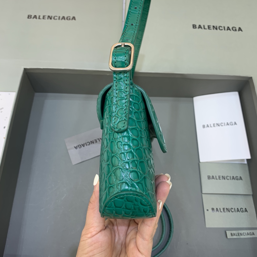 Balenciaga XX Small Flap Bag Crocodile Embossed Green